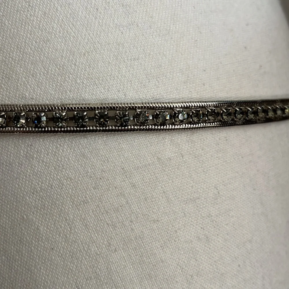 NWT J. Winston rhinestone & silver belt, 40” long